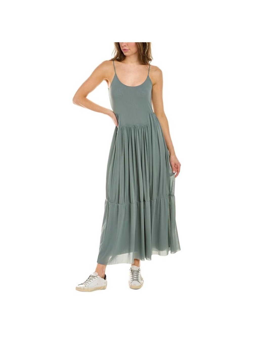 Vince Womens  Gathered Cami Maxi Dress, Blue/Green XS NWOT